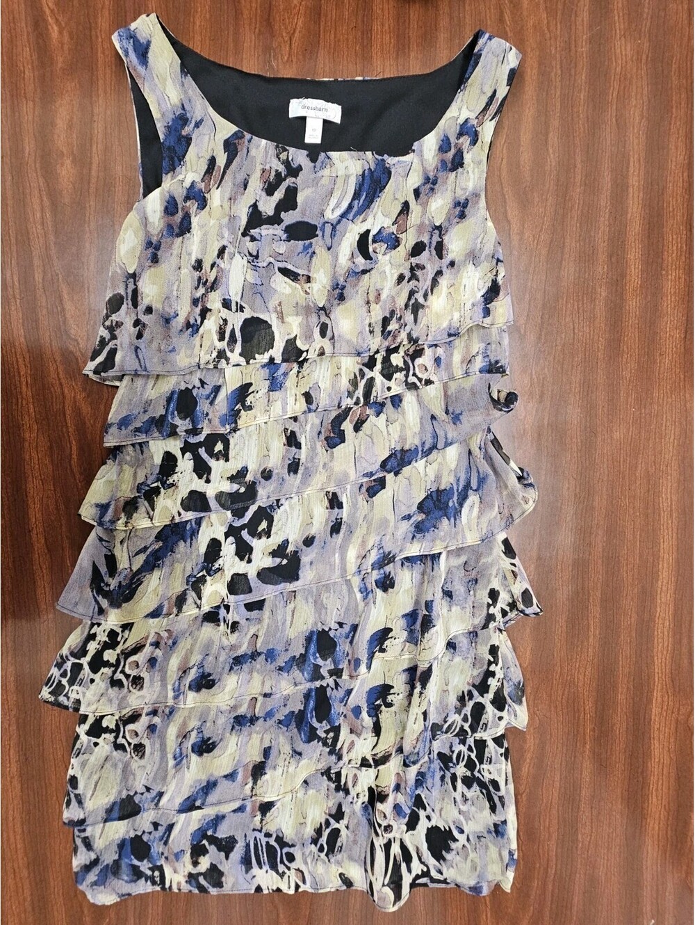 Dressbarn Women's Size 10 Sleeveless Multi-Color Layered Ruffle Romantic Dress